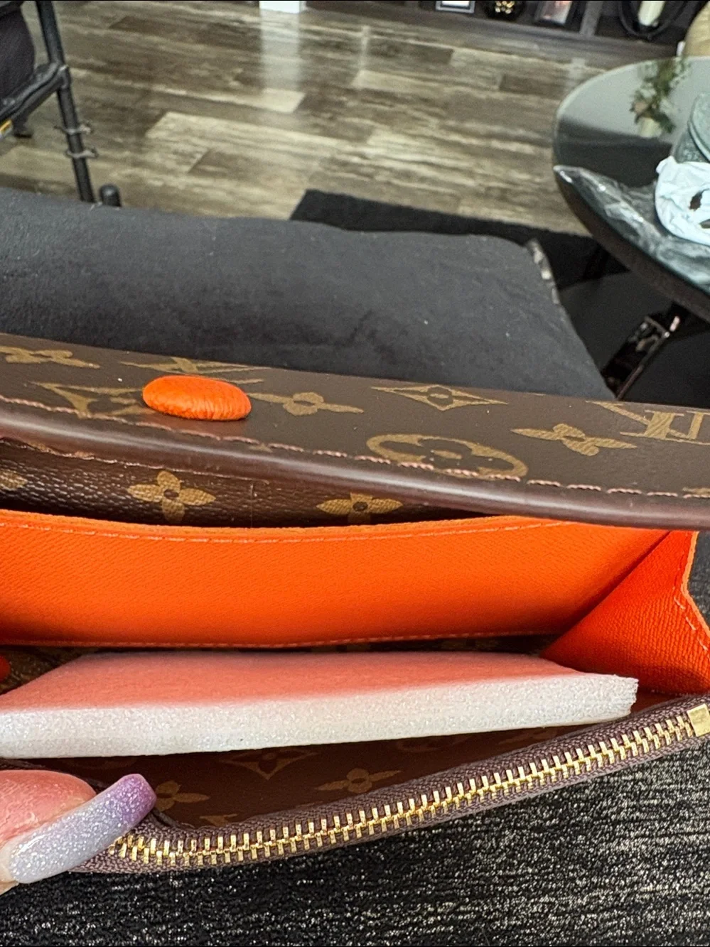 Inspired Monogram Canvas Emilie Wallet dark brown and Tan and o